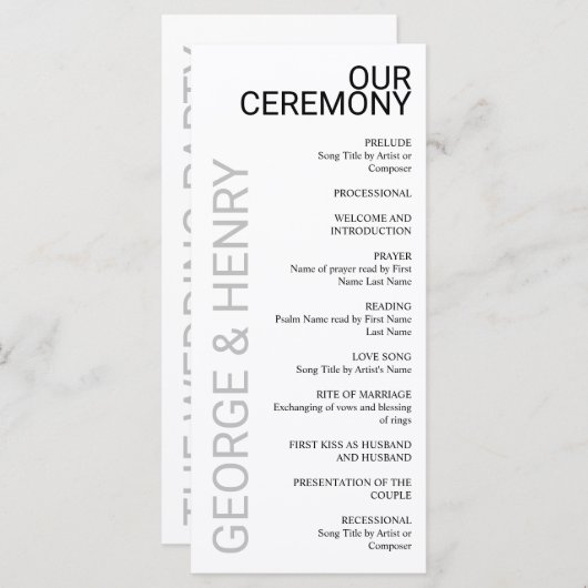 Clean Modern Black Grey White Wedding (Voorkant / Achterkant)