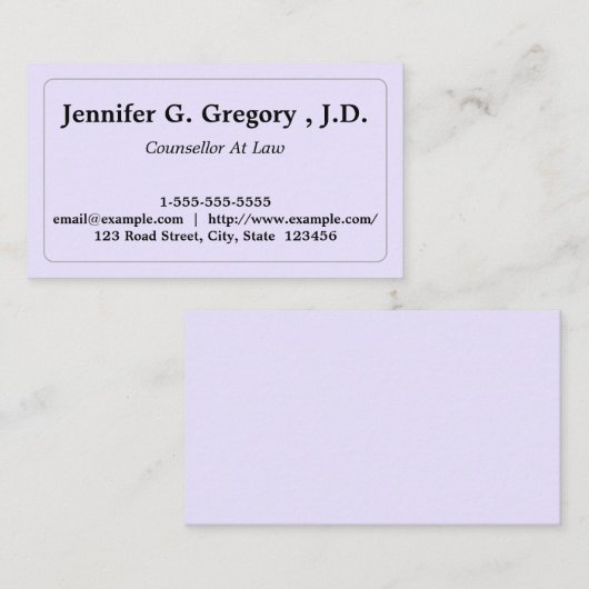 Clean & Modern Counselor at Law Visitekaartje (Voorkant / Achterkant)