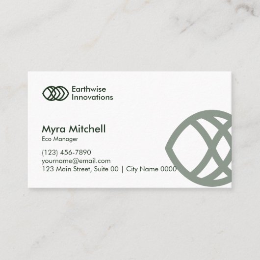 Clean Modern Eco Green Sustainable Branding Bold Visitekaartje (Voorkant)