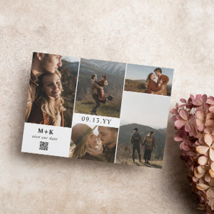 Clean Modern Initialen Foto's QR Code Save the Dat Save The Date