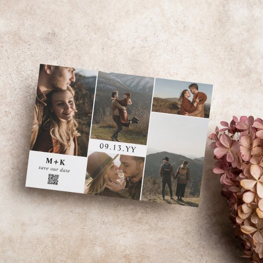 Clean Modern Initialen Foto's QR Code Save the Dat Save The Date