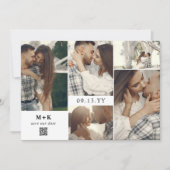 Clean Modern Initialen Foto's QR Code Save the Dat Save The Date (Voorkant)