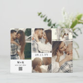 Clean Modern Initialen Foto's QR Code Save the Dat Save The Date (Staand voorkant)