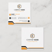 Clean & Modern Orange & White Corporate Vierkante Visitekaartje (Voorkant / Achterkant)