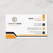Clean & Modern Orange & White Corporate Visitekaartje (Voorkant)