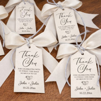 Clean Modern Wedding Favor Gift Tag Cadeaulabel