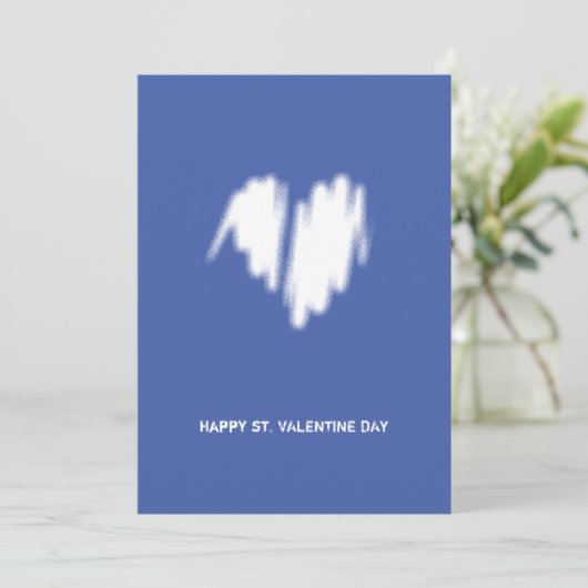 Clean Monochrome Moderne White Heart QR-code Feestdagenkaart (Staand voorkant)