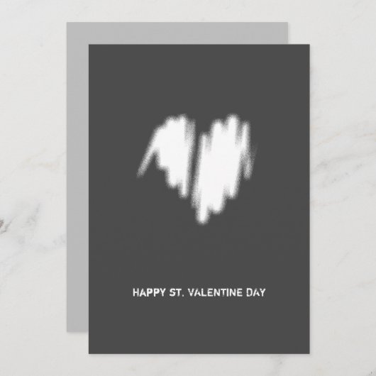 Clean Monochrome Moderne White Heart QR-code Feestdagenkaart (Voorkant / Achterkant)