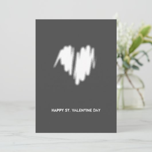 Clean Monochrome Moderne White Heart QR-code Feestdagenkaart (Staand voorkant)