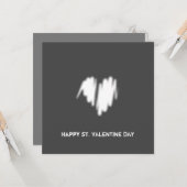 Clean Monochrome Moderne White Heart QR-code Kaart (Voorkant / Achterkant in situ)