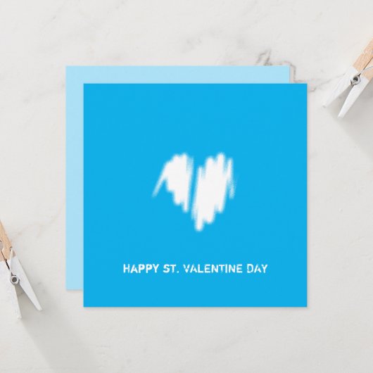 Clean Monochrome Moderne White Heart QR-code Kaart (Voorkant / Achterkant in situ)