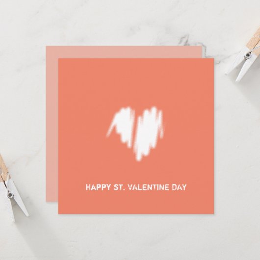 Clean Monochrome Moderne White Heart QR-code Kaart (Voorkant / Achterkant in situ)