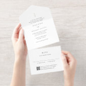 Clean Monogram Modern Wedding All In One Uitnodiging (Uittrekbaar)