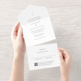 Clean Monogram Modern Wedding All In One Uitnodiging