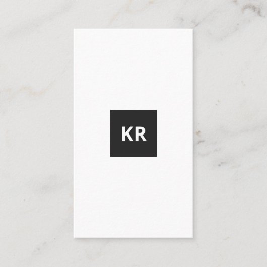 Clean Monogram QR-code minimaal wit verticaal Visitekaartje (Voorkant)