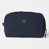 Clean Navy Blauw Goud Monogram Accessoires Toilettasje (Voorkant)