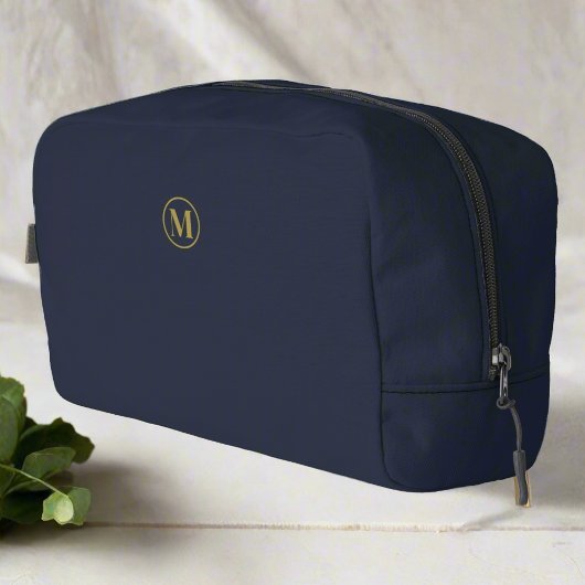 Clean Navy Blauw Goud Monogram Accessoires Toilettasje
