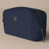 Clean Navy Blauw Goud Monogram Accessoires Toilettasje