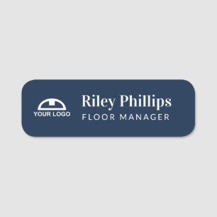 Clean Navy Blue Bedrijfsnaam Logo Titel Naamplaatje