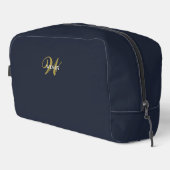 Clean Navy Blue Gold Monogram Accessories Toilettasje (Rechterhoek)