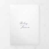 Clean Navy Blue QR Code Elegante bruiloft Drieluik Uitnodiging (Cover)