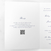 Clean Navy Blue QR Code Elegante bruiloft Drieluik Uitnodiging (Binnenzijde eerst)