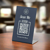 Clean Navy Blue Scan QR-code Business Logo Reclamebord Met Voetstuk