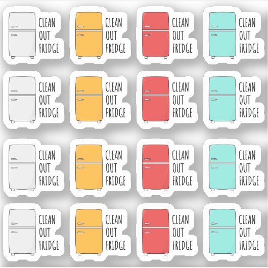 Clean Out Koelkast Retro Koelkast Chore Planner Sticker (Voorkant)