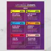 Clean Paarse Aankomende Evenementen Planner Flyer (Voorkant)