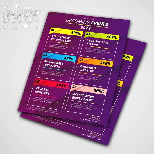 Clean Paarse Aankomende Evenementen Planner Flyer