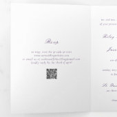 Clean Paarse QR Code Elegant Wedding Drieluik Uitnodiging (Binnenzijde eerst)