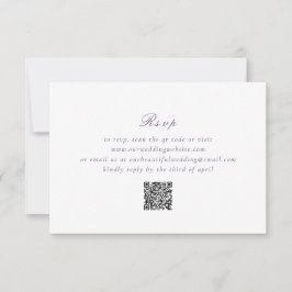 Clean Paarse QR Code Elegant Wedding RSVP Kaartje