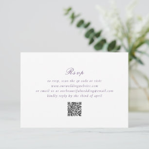 Clean Paarse QR Code Elegant Wedding RSVP Kaartje