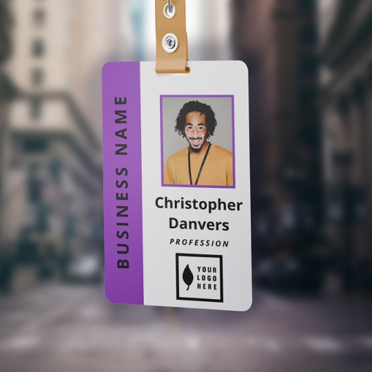 Clean Paarse Wit Voeg je Logo Kantoor medewerker t Badge