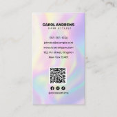 Clean Pastel Holographic Hair Salon QR-code Visitekaartje (Voorkant)