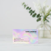 Clean Pastel Holographic Hair Stylist Visitekaartje (Staand voorkant)