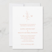 Clean Peach Botanical Elegant Wedding Kaart (Voorkant)