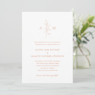 Clean Peach Botanical Elegant Wedding Kaart