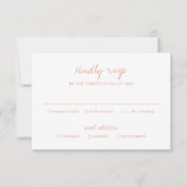 Clean Peach Botanical Elegant Wedding RSVP Kaartje (Voorkant)