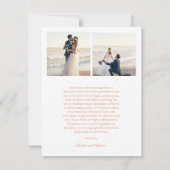 Clean Peach Botanical Photo Elegant Wedding Bedankkaart (Achterkant)