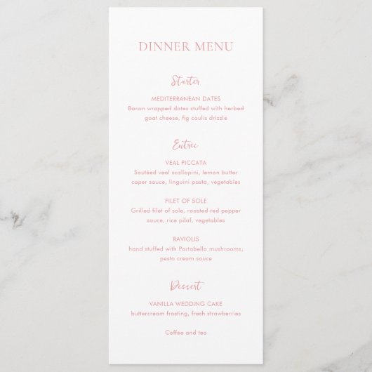 Clean Pink Elegant Wedding Menu (Voorkant)