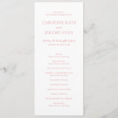 Clean Pink Elegant Wedding Programmakaart (Voorkant)