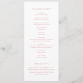 Clean Pink Elegant Wedding Programmakaart (Achterkant)