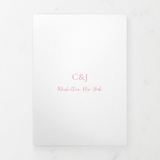 Clean Pink QR Code Elegante bruiloft Drieluik Uitnodiging (Cover)