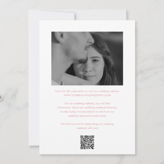 Clean Pink QR Code Foto Elegante bruiloft Save The Date (Achterkant)