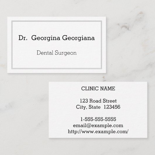 Clean & Plain Dental Surgeon Visitekaartje (Voorkant / Achterkant)