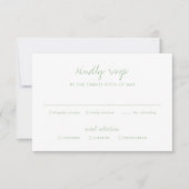 Clean Sage Green Botanical Elegant Wedding RSVP Kaartje (Voorkant)