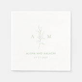 Clean Sage Green Botanical Elegant Wedding Servet (Voorkant)