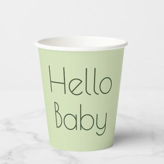Clean Sage Green Genderneutraal Baby shower Papieren Bekers (Voorkant)