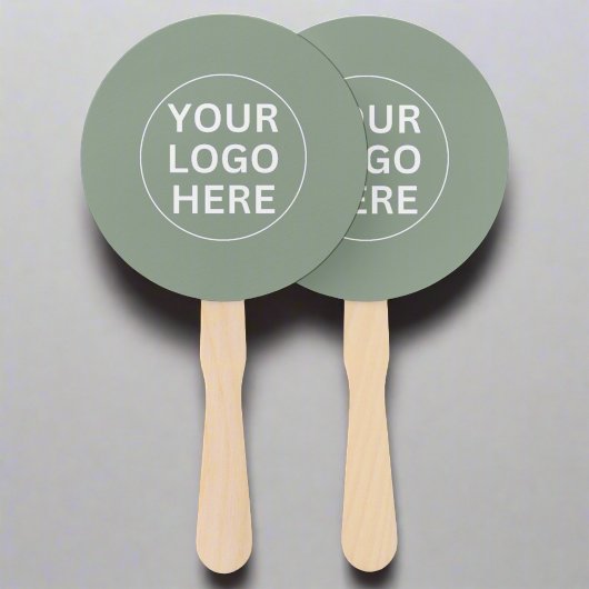 Clean Sage Green Logo Bedrijfsevenementen Branded Handwaaier